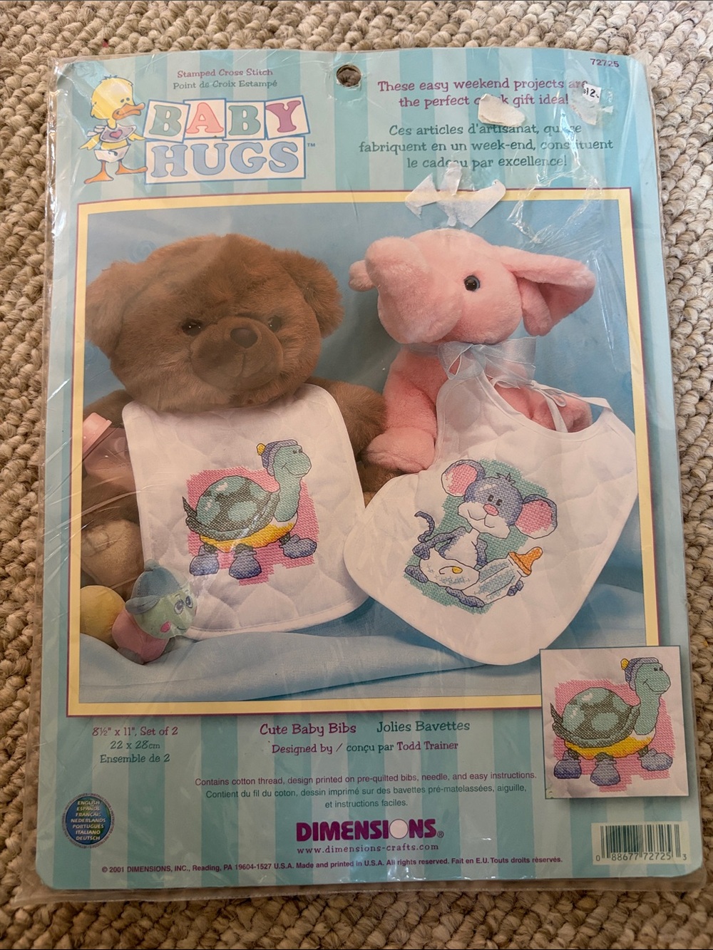 Baby Hugs Pink and Brown Cute Animal Embroidered Baby Bibs